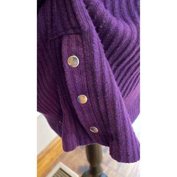 Liz Claiborne Womens Sweater Plus Sz XL Turtleneck Plum Purple Ribbed Fuzzy Knit - Picture 11 of 12